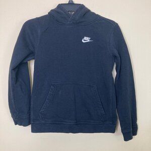 Nike Sweatshirt Hoodie Boys Medium Black Slight Fade White Embroidered Swoosh